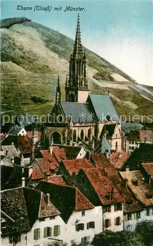 AK / Ansichtskarte Thann_Haut_Rhin_Elsass Teilansicht mit Muenster Thann_Haut_Rhin_Elsass