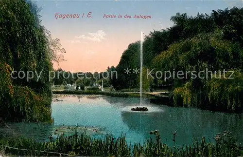 AK / Ansichtskarte Hagenau_Elsass Partie in den Anlagen Feldpostkarte Hagenau Elsass