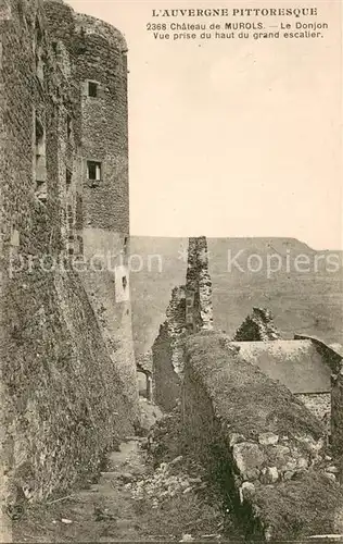 AK / Ansichtskarte Murols Chateau de Murols Le Donjon Vue prise du haut du grand escalier Murols