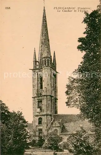 AK / Ansichtskarte Plougasnou Le Clocher et l Eglise Plougasnou