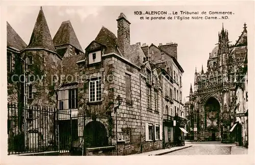 AK / Ansichtskarte Alencon_61 Le Tribunal de Commerce et le porche de lEglise Notre Dame 