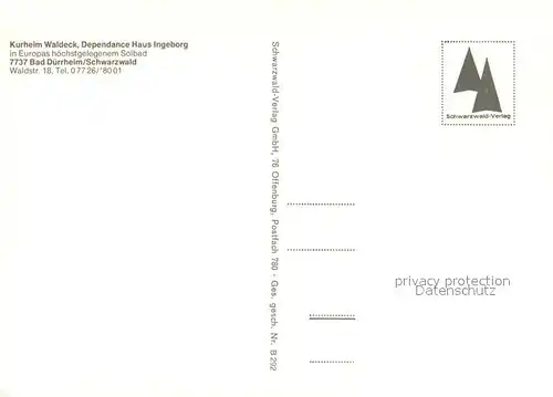 AK / Ansichtskarte Bad_Duerrheim Kurheim Waldeck Haus Ingeborg Bad_Duerrheim