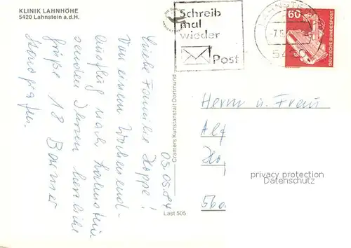 AK / Ansichtskarte Lahnstein Klinik Lahnhoehe Lahnstein