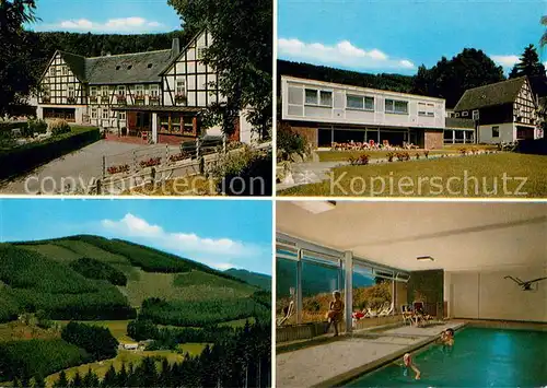 AK / Ansichtskarte Lennestadt Saalhausen Haus Hilmeke Schwimmbad Lennestadt