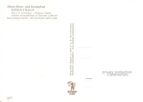 AK / Ansichtskarte Sonthofen_Oberallgaeu Kneippbad Sonnenalp Sonthofen Oberallgaeu