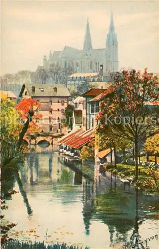 AK / Ansichtskarte Chartres_28 Les bords de l Eure Peinture Kuenstlerkarte 