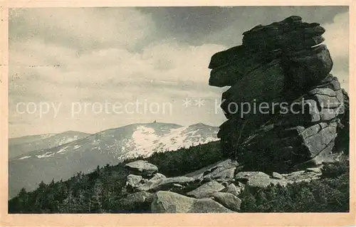 AK / Ansichtskarte Schreiberhau_Niederschlesien Schlesische Gebirgsbilder nach Original Aufnahmen von O. Blau Nr. 23 Bei den Pferdekopfsteinen Riesengebirge Schreiberhau