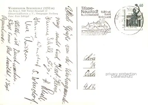 AK / Ansichtskarte Titisee Neustadt Wanderheim Berghaeusle Titisee Neustadt