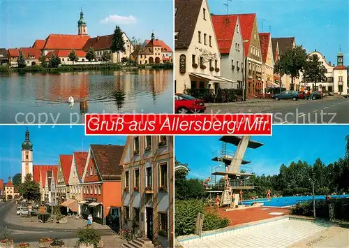 AK / Ansichtskarte Allersberg Ortsansichten Kirche Freibad Allersberg