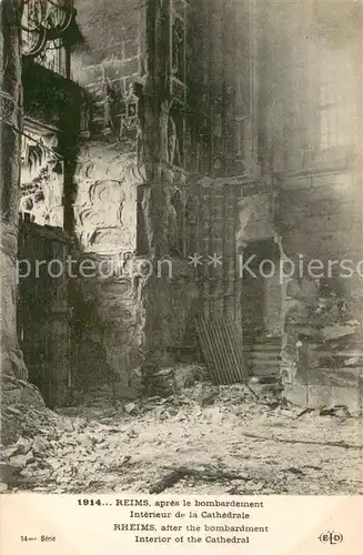 AK / Ansichtskarte Reims_51 apres le bombardement Interieur de la Cathedrale 