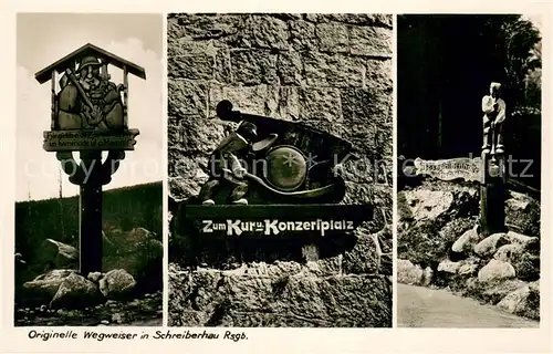 AK / Ansichtskarte Schreiberhau_Niederschlesien Originelle Wegweiser Schreiberhau