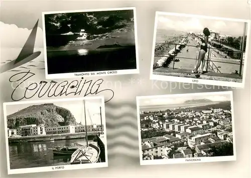 AK / Ansichtskarte Terracina Tramonto sul Monte Circeo Lido Porto Panorama Terracina