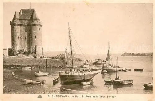 AK / Ansichtskarte Saint Servan_Ille et Vilaine Le Port Saint Pere et la Tour Solidor Barques de peche Saint Servan