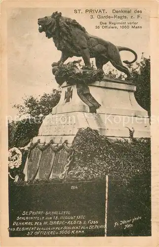 AK / Ansichtskarte Gravelotte_Moselle_57 Denkmal des 3. Garde Regiments zu Fuss Kriegerdenkmal Kriegsmuseum Saint Privat 