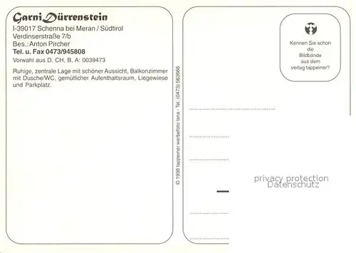 AK / Ansichtskarte Schenna_Meran Garni Duerrenstein Schenna Meran