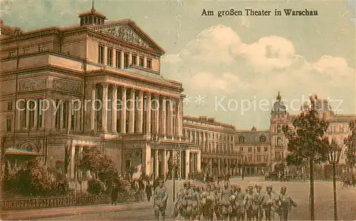 AK / Ansichtskarte Warschau_Masowien Am grossen Theater Lazarett Briefstempel Warschau Masowien