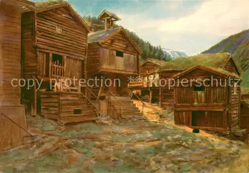 AK / Ansichtskarte Lom_Roysheim Berghuetten Speicher Serie Nr. 137 Kuenstlerkarte 