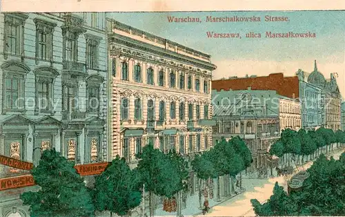AK / Ansichtskarte Warszawa Ulica Marszalkowska Strasse Lithographie Warszawa