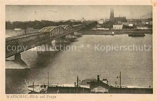 AK / Ansichtskarte Warschau_Masowien Blick auf Praga Weichsel Bruecke Feldpost Warschau Masowien