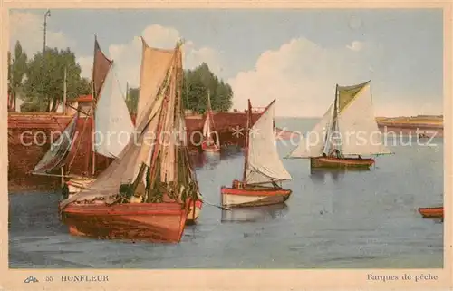 AK / Ansichtskarte Honfleur Barques de peche Peinture Kuenstlerkarte Honfleur