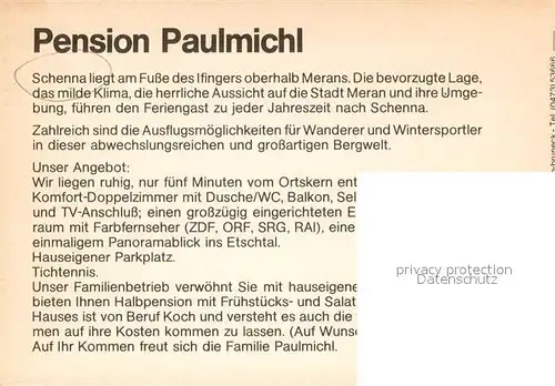 AK / Ansichtskarte Schenna_Meran Pension Paulchichl Schenna Meran