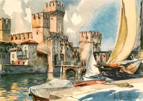 AK / Ansichtskarte Sirmione_Lago_di_Garda Il Castello Kuenstlerkarte Sirmione_Lago_di_Garda
