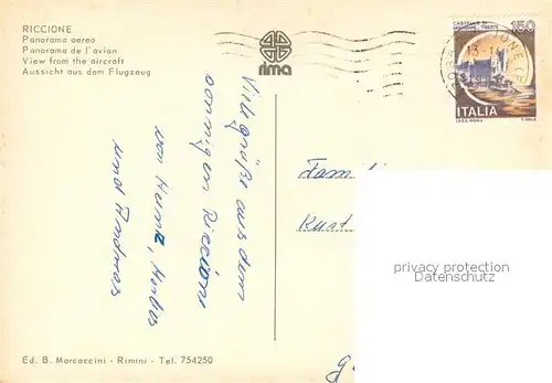 AK / Ansichtskarte Riccione Strand Fliegeraufnahme Riccione
