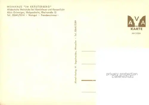 AK / Ansichtskarte Walporzheim Weinhaus Kraeuterberg Ahrtal Walporzheim