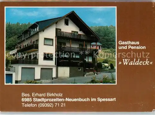 AK / Ansichtskarte Stadtprozelten Gasthaus Pension Waldeck Prospekt Stadtprozelten