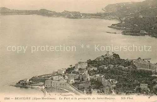 AK / Ansichtskarte Beaulieu sur Mer Le port et la presqu ile de Saint Hospice vue aerienne Beaulieu sur Mer