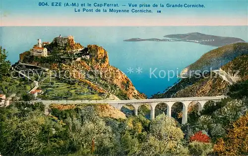 AK / Ansichtskarte Eze_06 et Cap Ferrat vue prise de la Grande Corniche Cote d Azur Pont de la moyenne corniche 