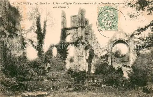 AK / Ansichtskarte Longpont_Aisne Monument historique Ruines de l eglise d une importante Abbaye Cistercienne Longpont Aisne