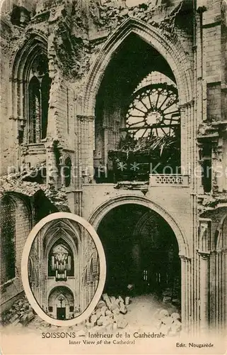 AK / Ansichtskarte Soissons_Aisne Interieur de la cathedrale Ruines Grande Guerre Truemmer 1. Weltkrieg Soissons Aisne