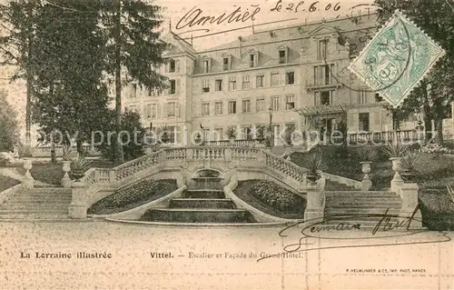 AK / Ansichtskarte Vittel Escalier et facade du Grand Hotel Vittel