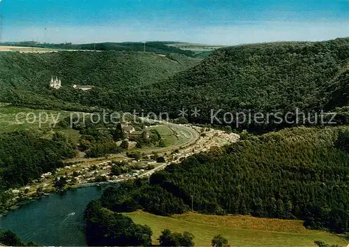AK / Ansichtskarte Obernhof_Lahn Fliegeraufnahme Schloss Langenau mit Campingplatz Kloster Arnstein Obernhof_Lahn
