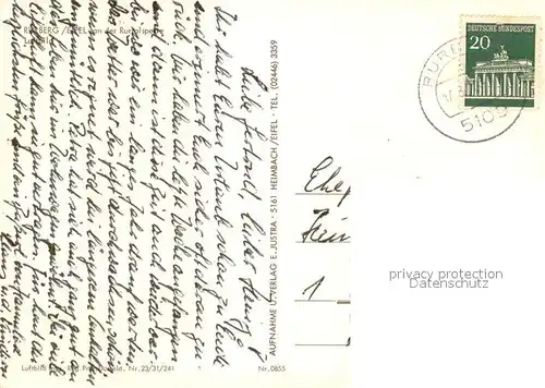 AK / Ansichtskarte Rurberg Fliegeraufnahme Eifel Rurtalsperre Rurberg