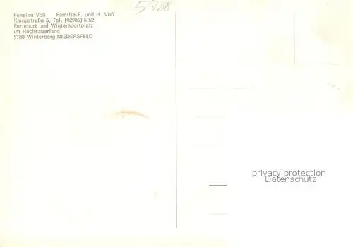 AK / Ansichtskarte Winterberg_Hochsauerland Niedersfeld Pension Voss Winterberg_Hochsauerland