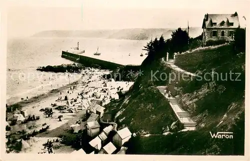 AK / Ansichtskarte Binic_Cotes_d_Armor La Plage de lAvant Port et la Jetee A lhorizon les Falaises de Pordic Binic_Cotes_d_Armor