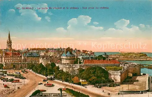 AK / Ansichtskarte Saint Malo_35 La porte Saint Vincent et le chateau Vue prise du chateau 