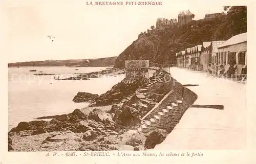 AK / Ansichtskarte Saint Brieuc_Cotes d_Armor Anse aux Moines les cabines et le fortin Saint Brieuc_Cotes d