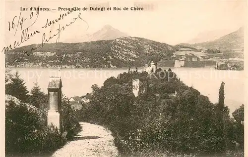 AK / Ansichtskarte Annecy_Haute Savoie Lac d Annecy Presqu ile de Duingt et Roc de Chere Annecy Haute Savoie