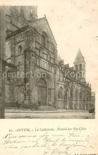 AK / Ansichtskarte Autun La Cathedrale Portail des Bas Cotes Autun