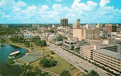 AK / Ansichtskarte Orlando_Florida Lake Eola Bandshell and downtown Air view 