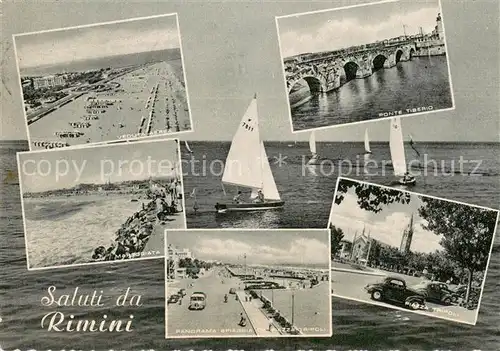 AK / Ansichtskarte Rimini Veduta aerea Mareggiata Ponte Tiberio Piazza Tripoli Spiaggia Rimini