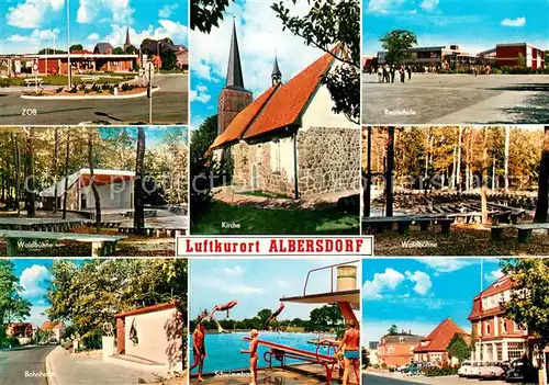 AK / Ansichtskarte Albersdorf_Holstein ZOB Kirche Schule Waldbuehne Bahnhofstrasse Freibad Albersdorf_Holstein