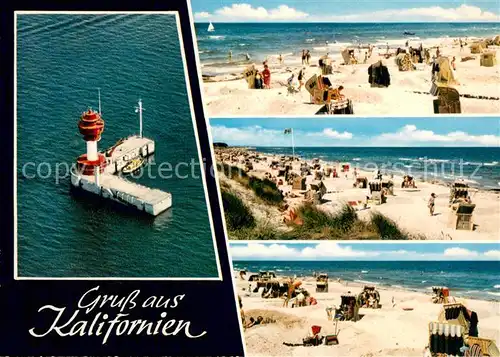 AK / Ansichtskarte Kalifornien_Ostseebad Leuchtturm Fliegeraufnahme Strand Kalifornien_Ostseebad