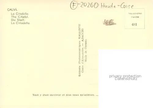 AK / Ansichtskarte Calvi La citadelle Calvi