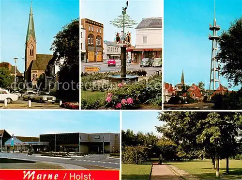 AK / Ansichtskarte Marne_Holstein Motive Innenstadt Kirche Parkanlagen Marne_Holstein