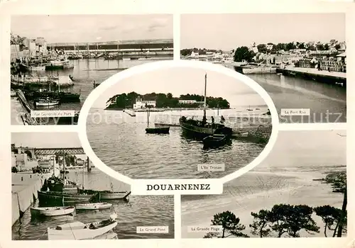 AK / Ansichtskarte Douarnenez Le port Ile Tristan et la grande plage Douarnenez