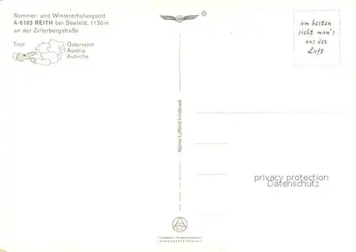 AK / Ansichtskarte Reith_Seefeld_Tirol Fliegeraufnahme Reith_Seefeld_Tirol